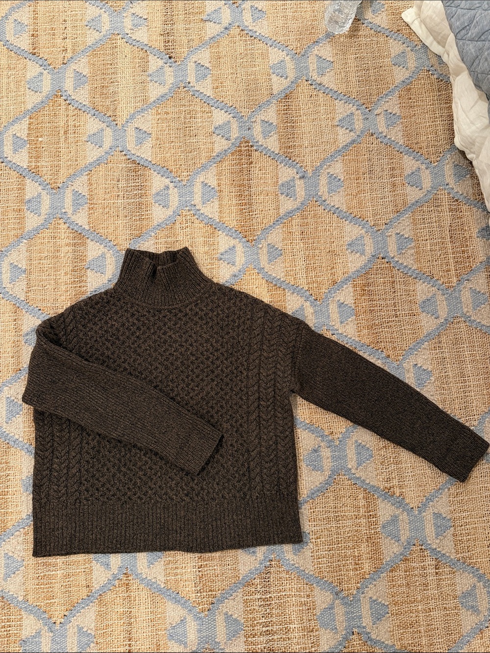 AYR Dark Brown Cable-Knit Funnel Neck Sweater